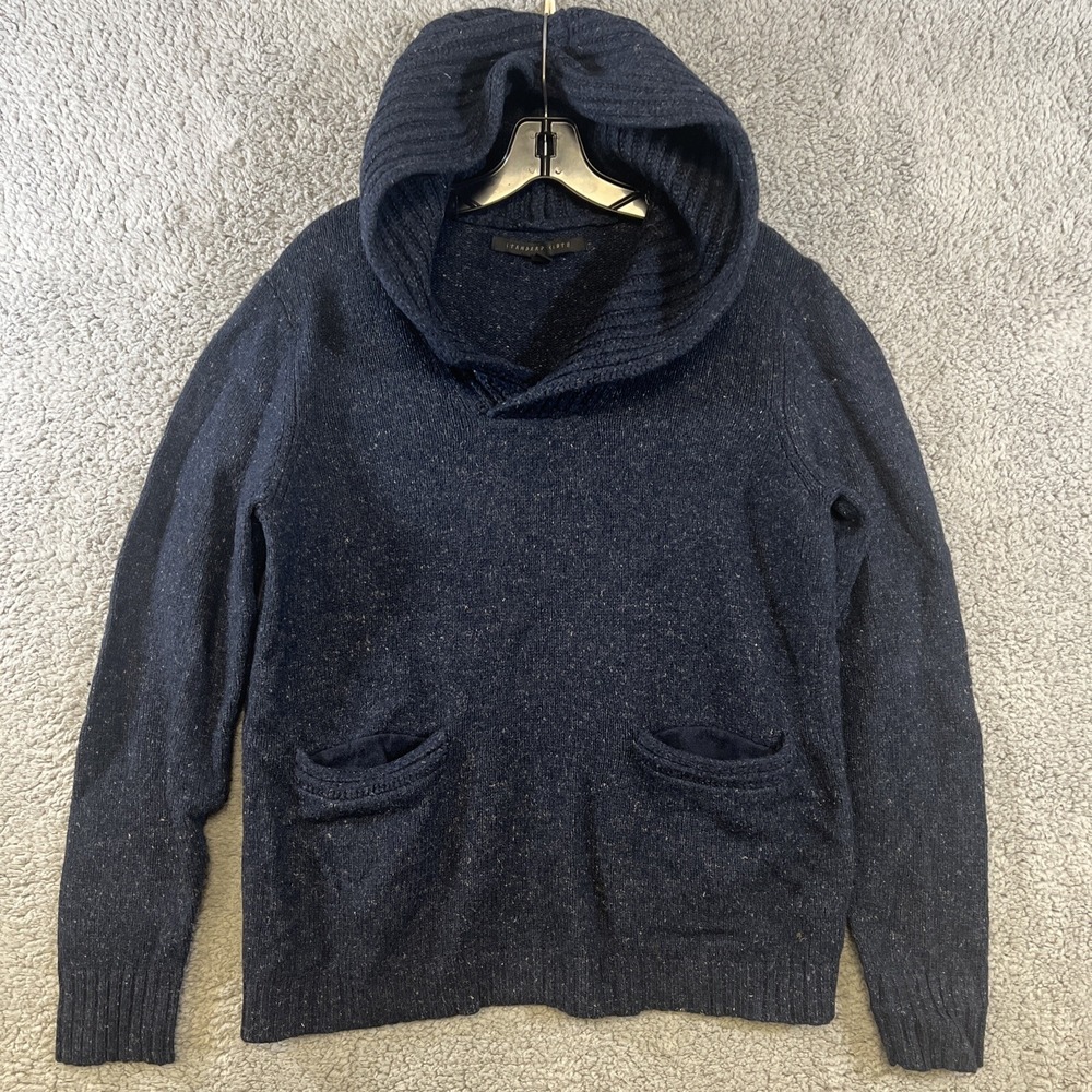 Standard Cloth Urban Outfitter Sweater Size L Blue Wool Linen Blend Knit Hoodie